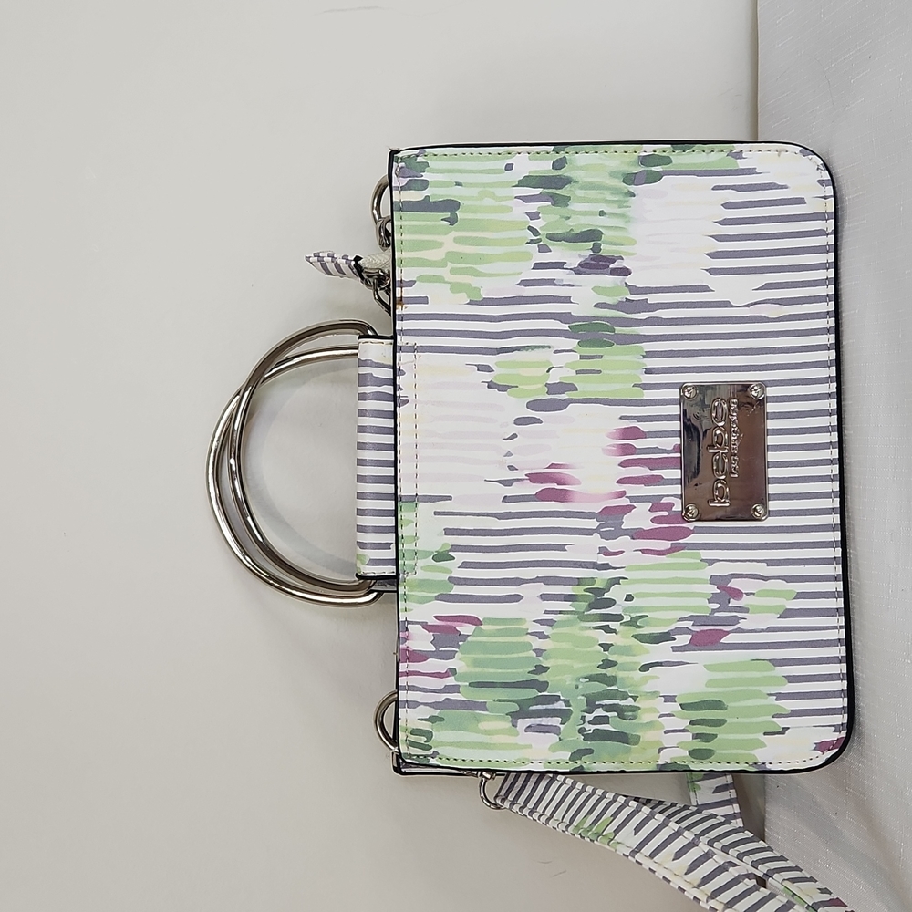 BeBe Ramie floral striped crossbody/handbag. Size 9x6.5"